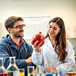 A chemistry laboratory scene featuring a male and female chemical engineering student
