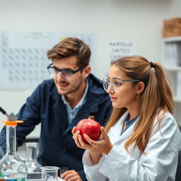 A chemistry laboratory scene featuring a male and female chemical engineering student