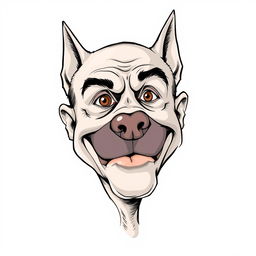 A whimsical caricature of Erdogan's face transformed into that of a pit bull dog, capturing his distinctive features in a humorous, exaggerated manner