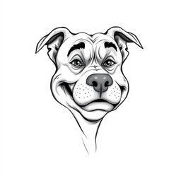 A whimsical caricature of Erdogan's face transformed into that of a pit bull dog, capturing his distinctive features in a humorous, exaggerated manner