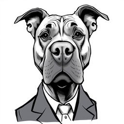 A whimsical caricature of Erdogan's face transformed into that of a pit bull dog, capturing his distinctive features in a humorous, exaggerated manner