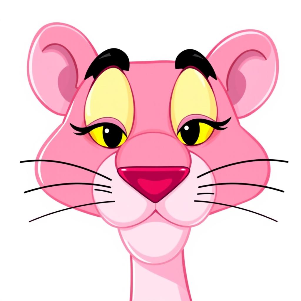 An illustration of the iconic Pink Panther character, focusing on its face
