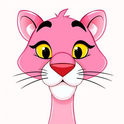 An illustration of the iconic Pink Panther character, focusing on its face
