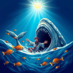 An enchanting illustration of the biblical story of Jonah and the Whale