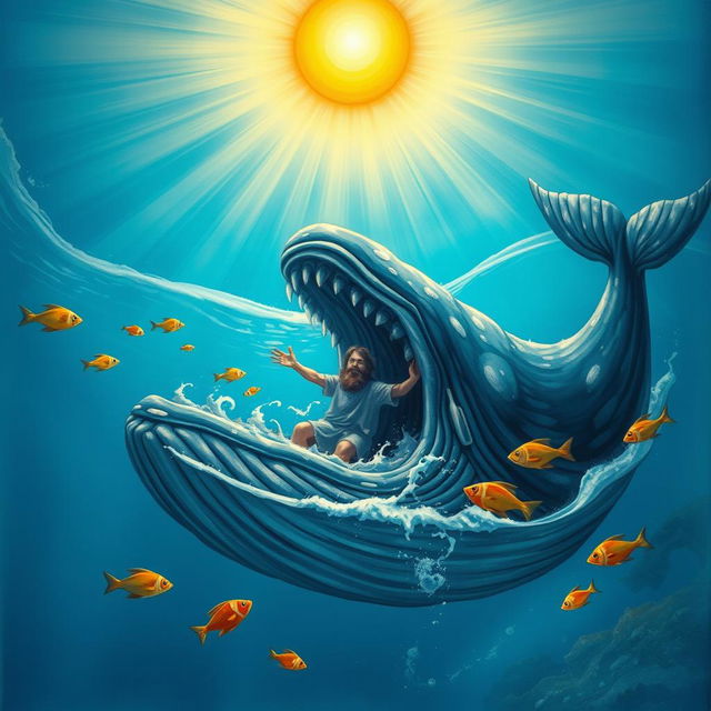 An enchanting illustration of the biblical story of Jonah and the Whale