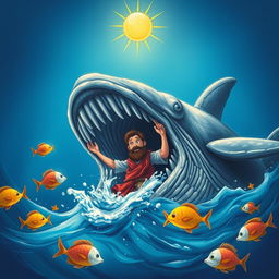 An enchanting illustration of the biblical story of Jonah and the Whale