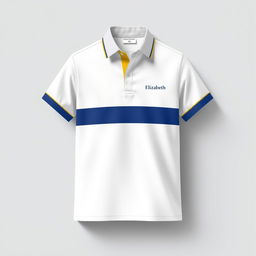 A minimalist and beautiful uniform design for a school named Elizabeth, featuring a color palette of white, blue, and yellow