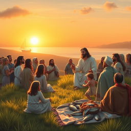 A beautiful and serene representation of the life of Jesus, showcasing key moments from his biblical story
