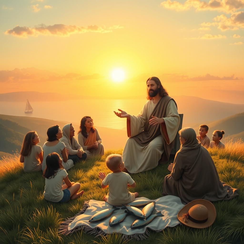 A beautiful and serene representation of the life of Jesus, showcasing key moments from his biblical story