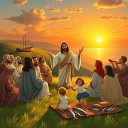 A beautiful and serene representation of the life of Jesus, showcasing key moments from his biblical story