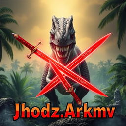 A vibrant and dynamic scene featuring the name 'Jhodz_Arkmv' prominently displayed in a bold and stylized font