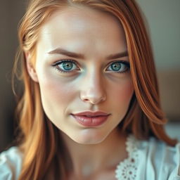 A captivating close-up portrait of a beautiful woman with striking features