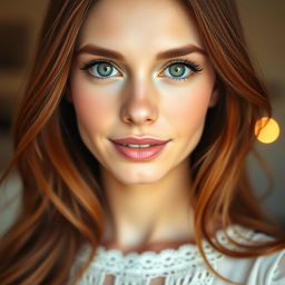 A captivating close-up portrait of a beautiful woman with striking features