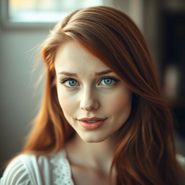 A captivating close-up portrait of a beautiful woman with striking features