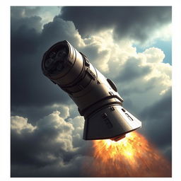 A conceptual illustration of a railroad artillery shell engineered for surface impact designed to disperse destructive power laterally across a wide area rather than vertically