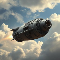 A conceptual illustration of a railroad artillery shell engineered for surface impact designed to disperse destructive power laterally across a wide area rather than vertically
