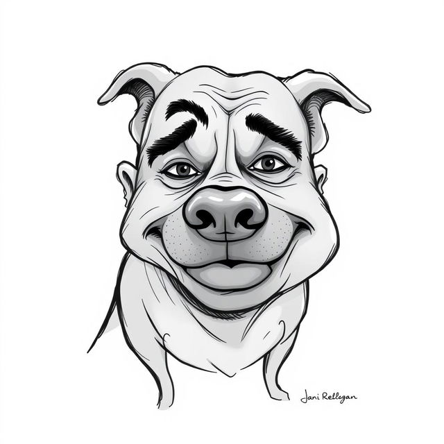 A creative and humorous caricature that combines Erdogan's face with that of a pit bull dog, depicted in an exaggerated and whimsical style