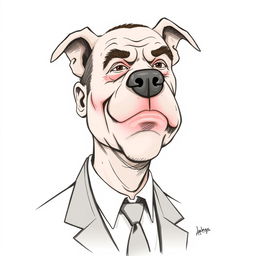 A creative and humorous caricature that combines Erdogan's face with that of a pit bull dog, depicted in an exaggerated and whimsical style