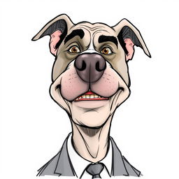 A creative and humorous caricature that combines Erdogan's face with that of a pit bull dog, depicted in an exaggerated and whimsical style