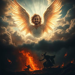 An evocative and dramatic representation of the fascinating story of Lucifer, depicting his transformation from a beautiful angel to Satan