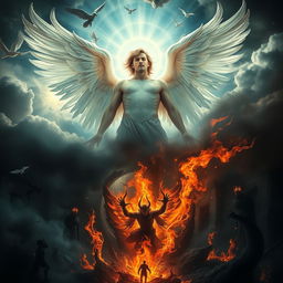 An evocative and dramatic representation of the fascinating story of Lucifer, depicting his transformation from a beautiful angel to Satan