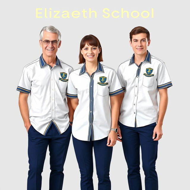 Casual uniform design for the management team of Elizabeth School, featuring a clean and professional look