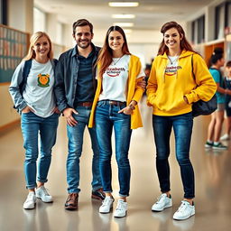 An informal uniform design for the management team of Elizabeth School, featuring a relaxed and approachable aesthetic