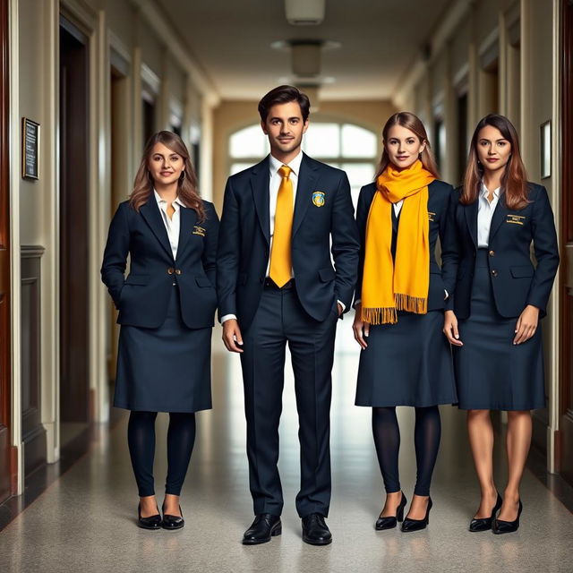 A classic uniform design for the management team of Elizabeth School, incorporating a timeless and professional aesthetic