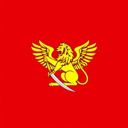 A flag design featuring a vibrant red background