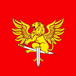 A flag design featuring a vibrant red background