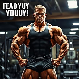 A powerful bodybuilder showcasing his impressive physique in a dynamic pose