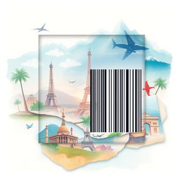 A visually appealing background design for a travel and tourism company, incorporated within a square frame