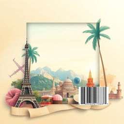 A visually appealing background design for a travel and tourism company, incorporated within a square frame