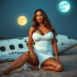 Full-body image of a curvy, mature MILF woman, aged 45, embodying beauty and sexiness