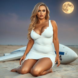 Full-body image of a curvy, mature MILF woman, aged 45, embodying beauty and sexiness
