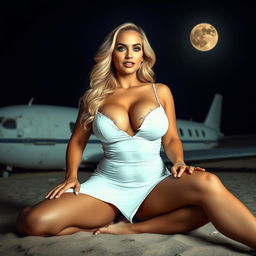 Full-body image of a curvy, mature MILF woman, aged 45, embodying beauty and sexiness