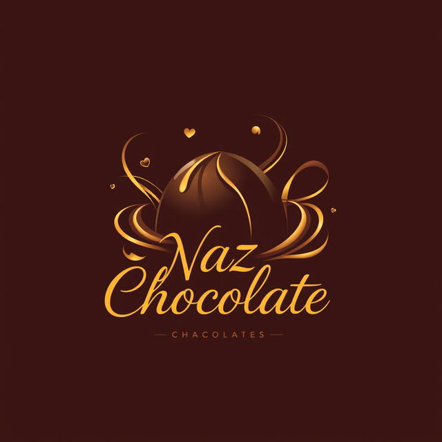 A stylish and elegant logo for a handmade chocolate shop named 'Naz Chocolate'