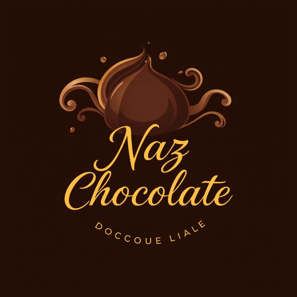 A stylish and elegant logo for a handmade chocolate shop named 'Naz Chocolate'