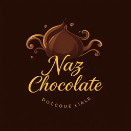 A stylish and elegant logo for a handmade chocolate shop named 'Naz Chocolate'