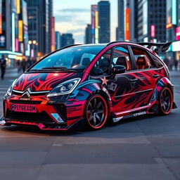 An even more extensively modified Citroën Xsara Picasso, highlighting extreme customizations
