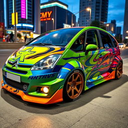 An even more extensively modified Citroën Xsara Picasso, highlighting extreme customizations