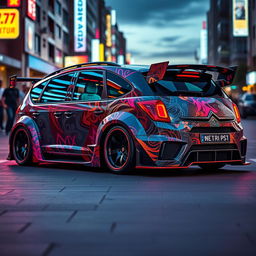 An extraordinarily modified Citroën Xsara Picasso, showcasing a level of customization that is extreme and striking