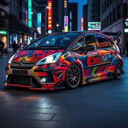 An extraordinarily modified Citroën Xsara Picasso, showcasing a level of customization that is extreme and striking