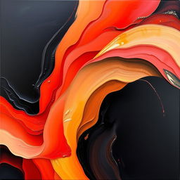 An artwork bursting with vibrant colors and smooth color gradients, skillfully executed using dark black acrylic colors as the foundation