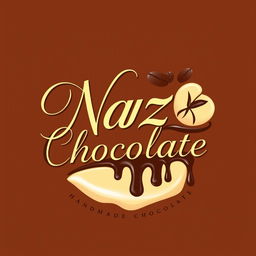 A beautifully designed logo for a handmade chocolate shop named 'Naz Chocolate'
