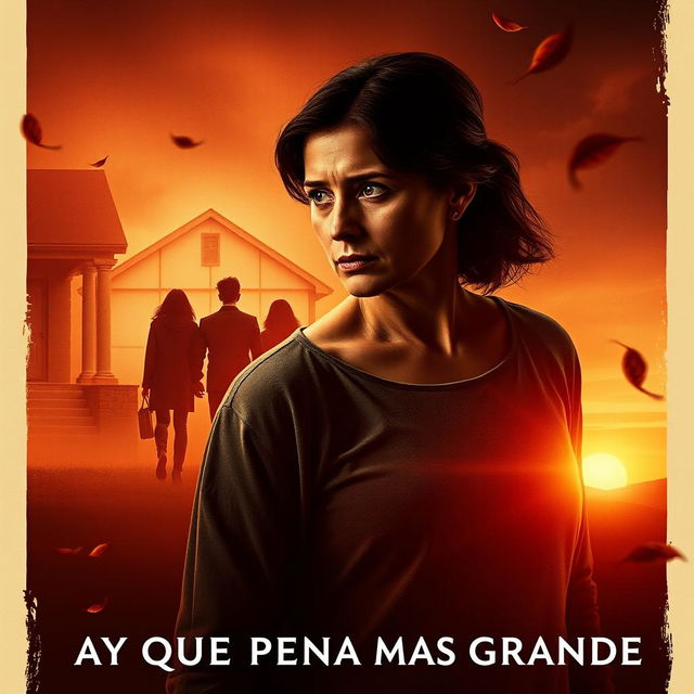 A dramatic movie poster for a film titled "Ay Que Pena Más Grande"