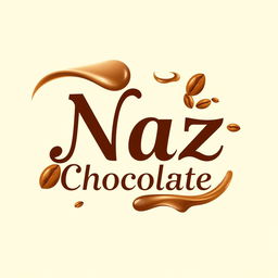 A logo design featuring melted chocolate that elegantly incorporates the shop name "Naz Chocolate" in an artistic font