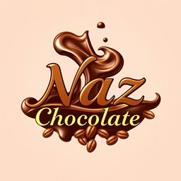 A beautiful, elegant logo for a handmade chocolate shop named 'Naz Chocolate'