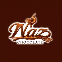 A beautiful, elegant logo for a handmade chocolate shop named 'Naz Chocolate'