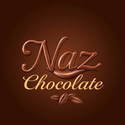 A beautiful, elegant logo for a handmade chocolate shop named 'Naz Chocolate'